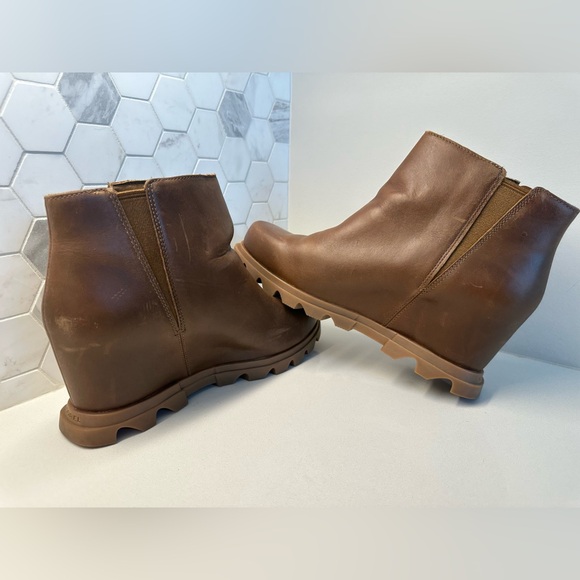 Sorel Joan of Arctic Wedge III Zip Boots Womens Size 10.5 Brown Leather Snow.B4 - Picture 5 of 9